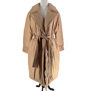 Express Women's Tan Belted Long Sleeve Puffer Trench Coat Size Large